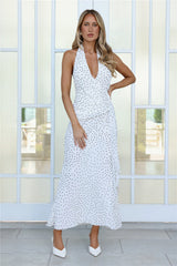 Polka Dot Love Halter Maxi Dress White