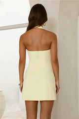 Studio Glow Halter Mini Dress Yellow