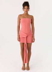 Jiliana Strapless Mini Dress - Coral
