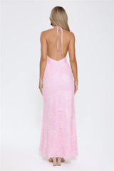 Glittered Passion Lace Maxi Dress Pink