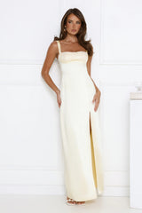 Headturner Energy Satin Maxi Dress Yellow