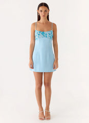 Zion Beaded Micro Mini Dress - Blue