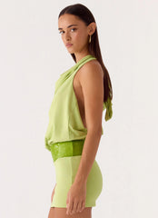 Carlie Halter Mini Dress - Lime