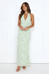 Scarlet Muse Halter Maxi Dress Green