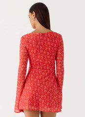 Sabella Mini Dress - Magenta Red Rose
