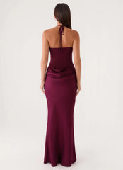 Verner Halter Maxi Dress - Plum