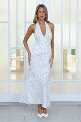 Polka Dot Love Halter Maxi Dress White