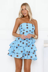 The Soft Girl Diary Strapless Mini Dress Blue