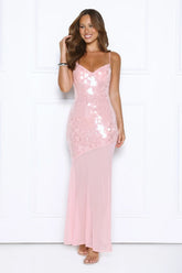 Diamonds At Dusk Sequin Maxi Dress Pink