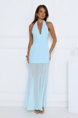 Diamond District Halter Maxi Dress Blue