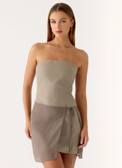 Via Veneto Mini Dress - Sand Brown