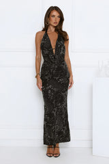 Precision Dressing Embellished Halter Maxi Dress Black