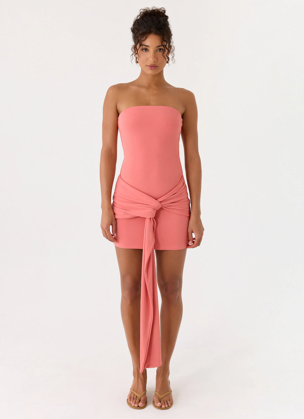 Jiliana Strapless Mini Dress - Coral