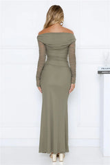 Love Chaser Mesh Long Sleeve Maxi Dress Sage