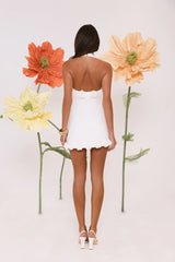 Field Of Petals Halter Mini Dress White