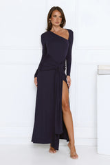 Sophisticated Silhouette Long Sleeve Maxi Dress Navy