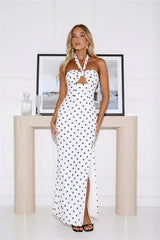 Chic Days Strapless Polka Dot Maxi Dress White