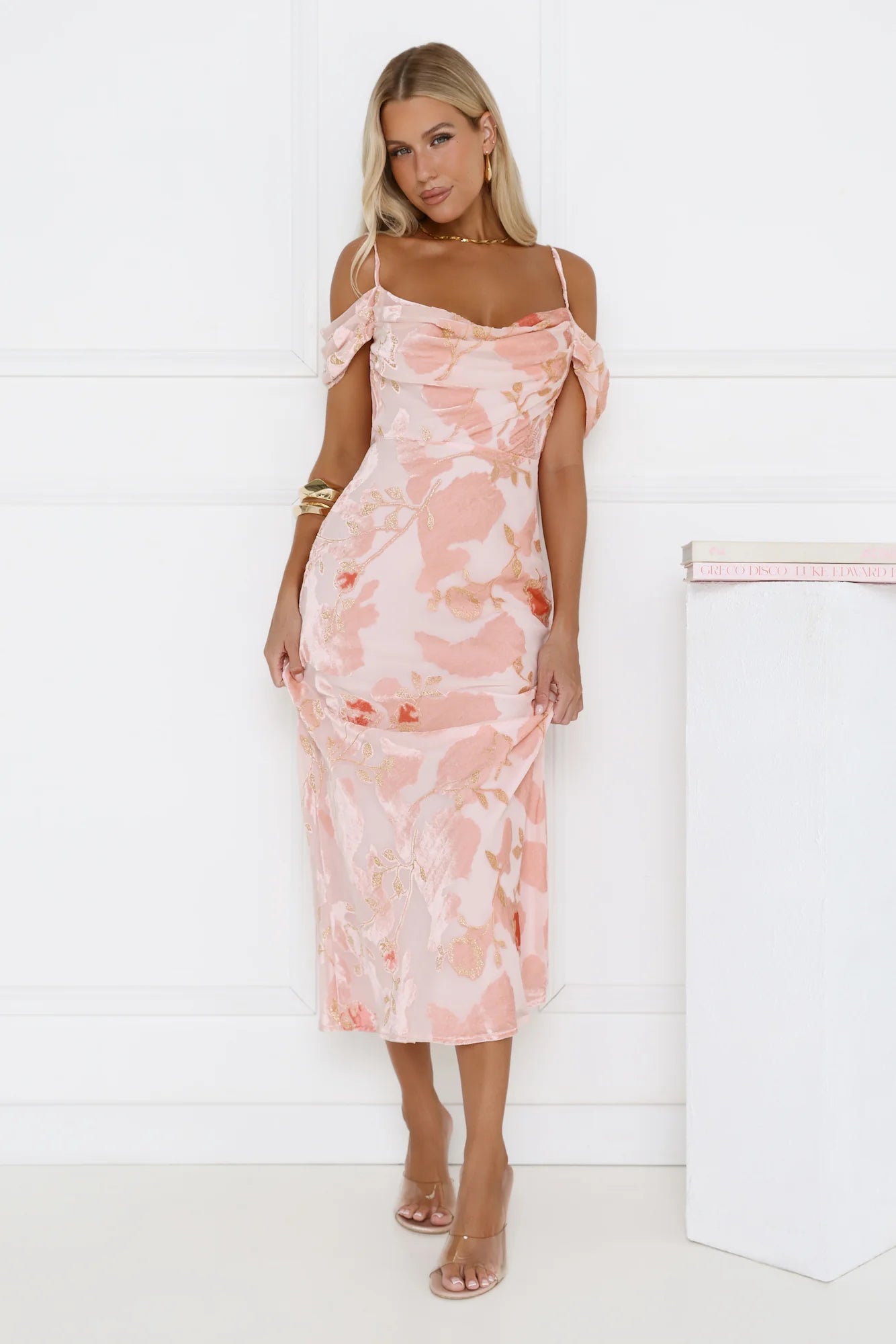 Garden Romance Off Shoulder Maxi Dress Pink