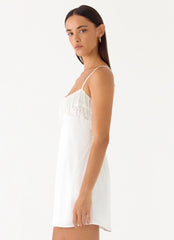 Siren Beaded Sequin Mini Dress - White