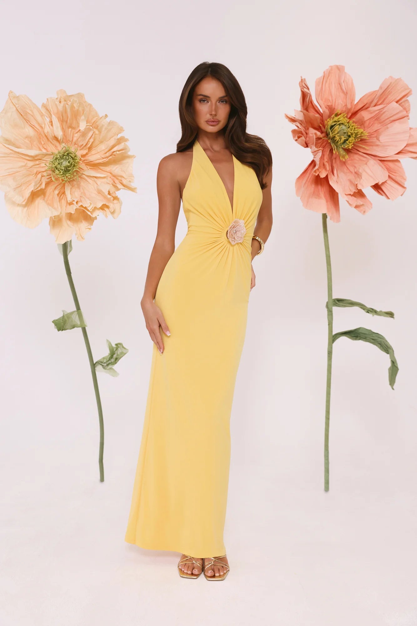 Meadow Daze Halter Maxi Dress Yellow