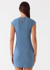 Sending Postcards Mini Dress - Coastal Blue