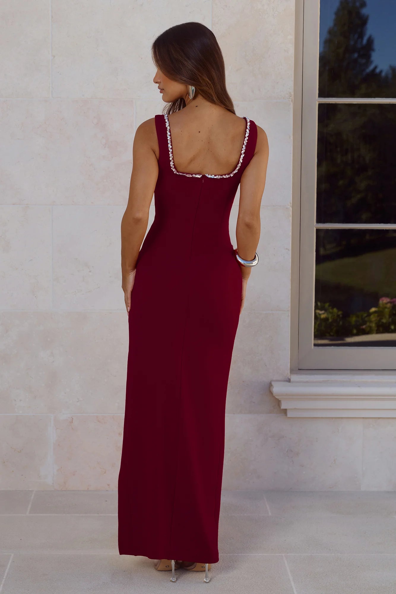 Exotic Soir茅e Maxi Dress Wine