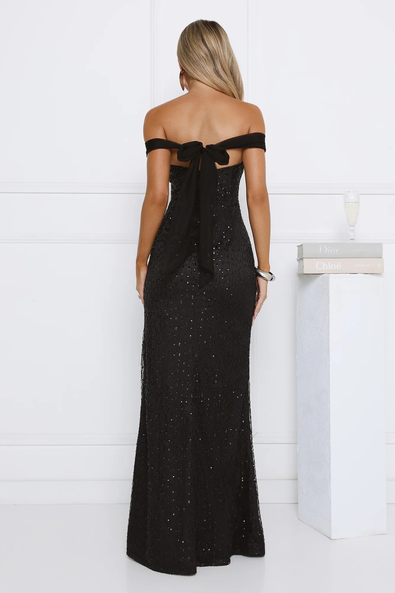 Exclusive Guest List Off Shoulder Maxi Dress Black