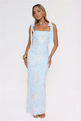 Lantern Light Love Sequin Maxi Dress Blue