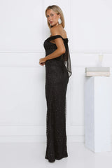 Exclusive Guest List Off Shoulder Maxi Dress Black