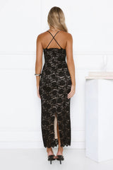 Hidden Flame Lace Maxi Dress Black