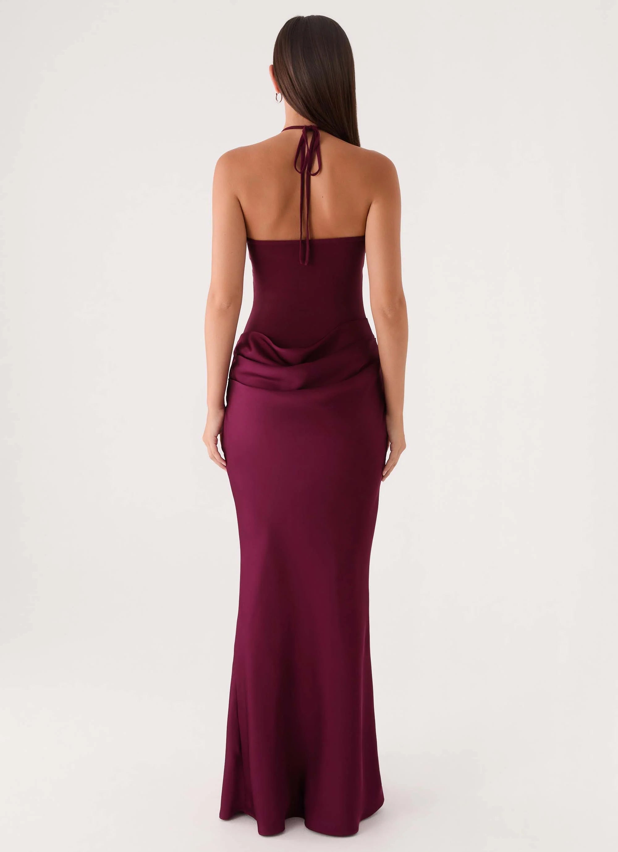 Verner Halter Maxi Dress - Plum