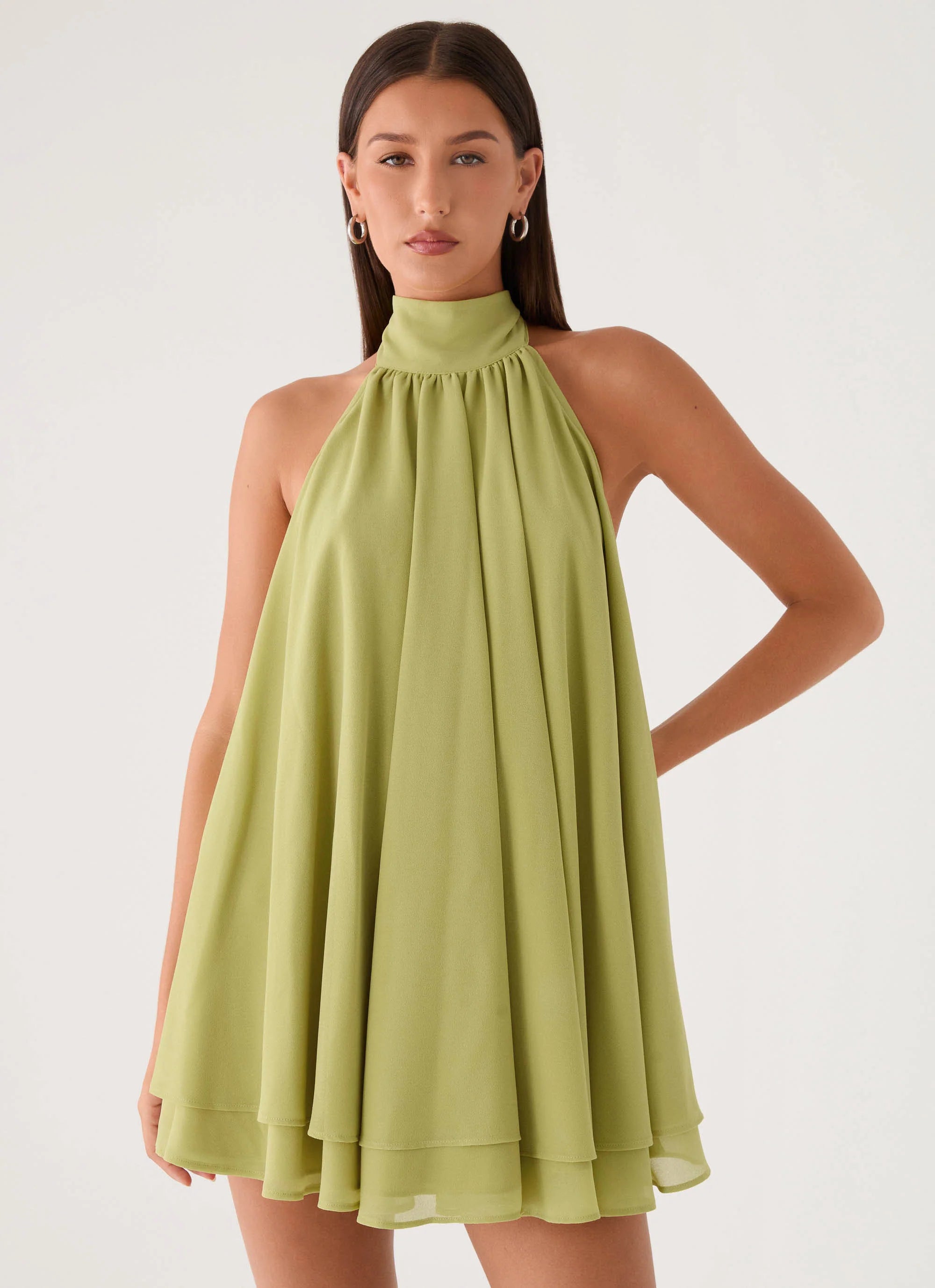 Lyrah Halter Mini Dress - Lime