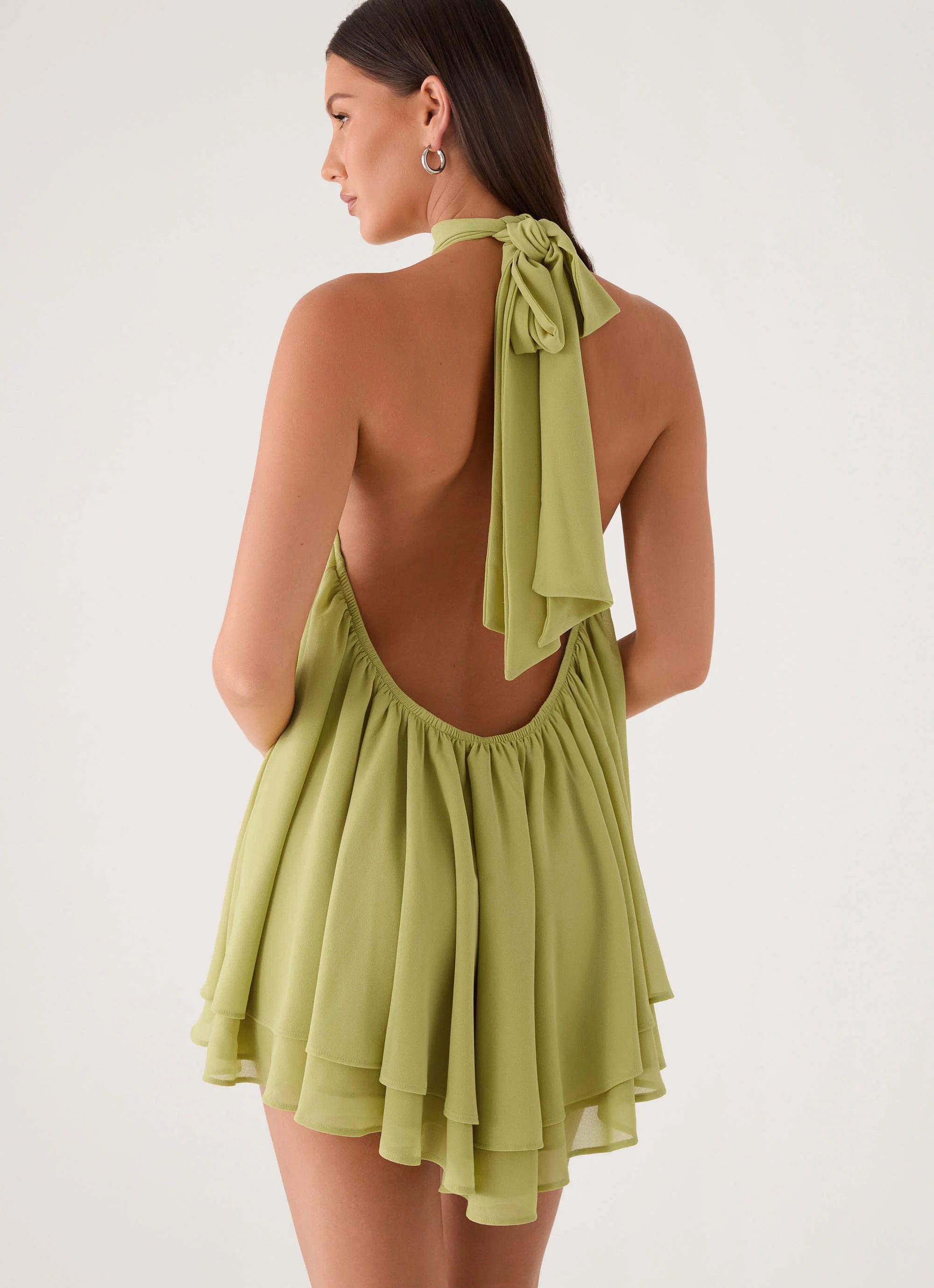 Lyrah Halter Mini Dress - Lime