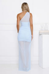 Beachfront Soir茅e One Shoulder Maxi Dress Blue