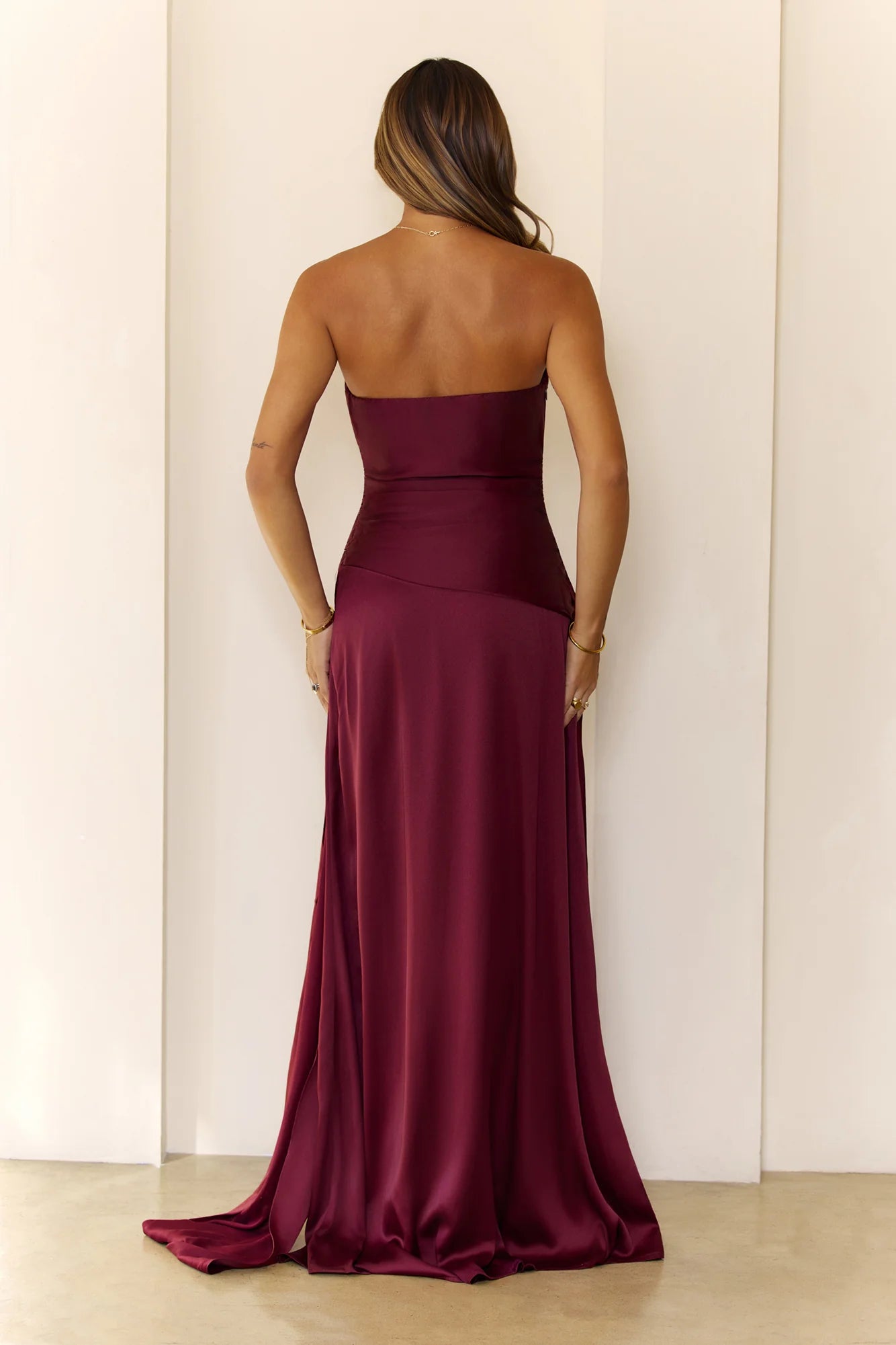 Sugar Cubes Strapless Maxi Dress Wine