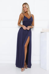 Evening Refinement Mesh Maxi Dress Navy