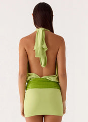 Carlie Halter Mini Dress - Lime