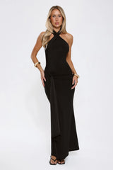 Glitter Through Twilight Halter Maxi Dress Black