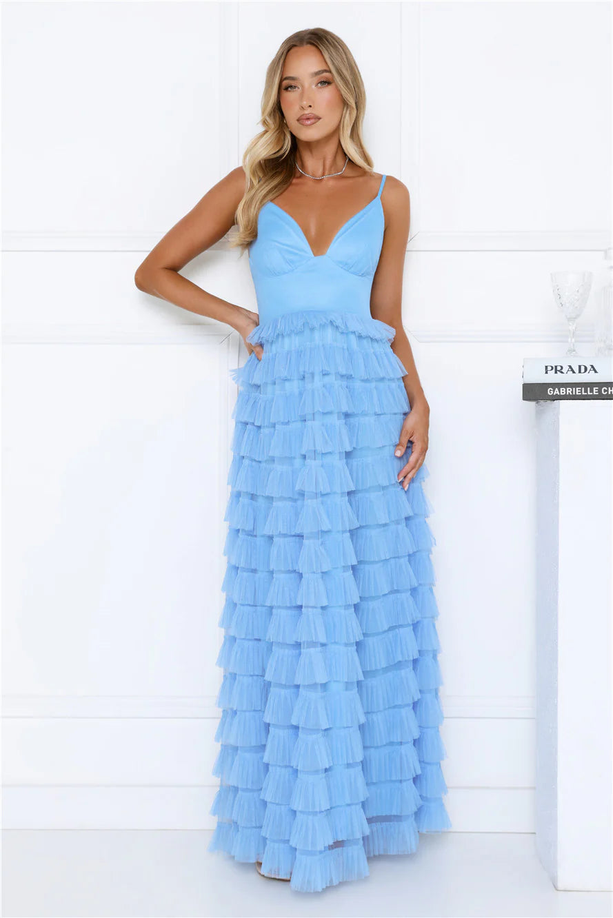 Outfit Highlight Tulle Maxi Dress Blue