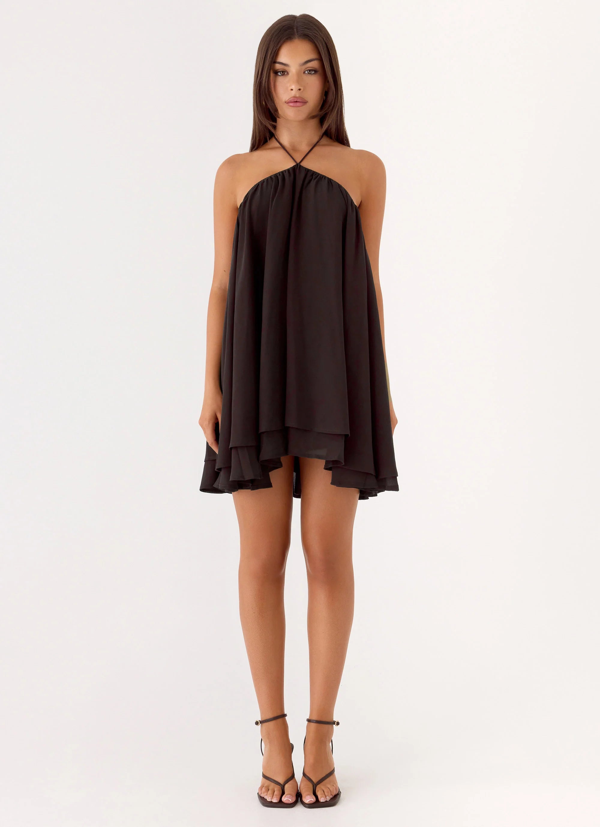 Alicelle Halter Mini Dress - Chocolate