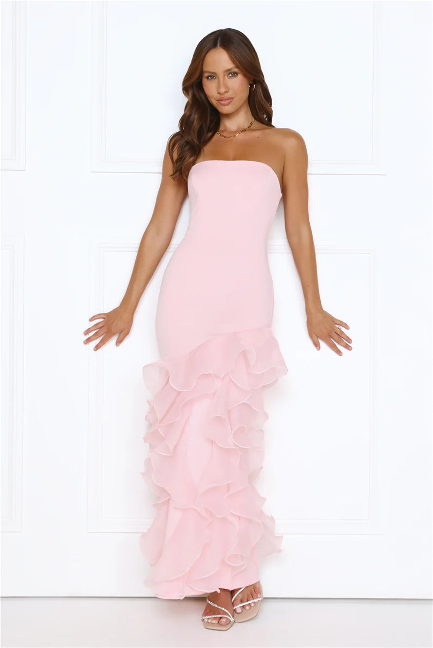 Lullaby Glow Strapless Maxi Dress Pink