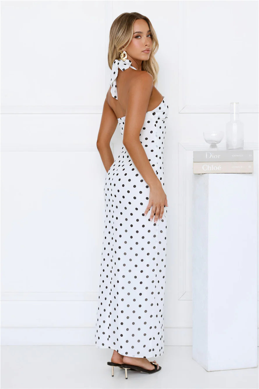 Chic Days Strapless Polka Dot Maxi Dress White