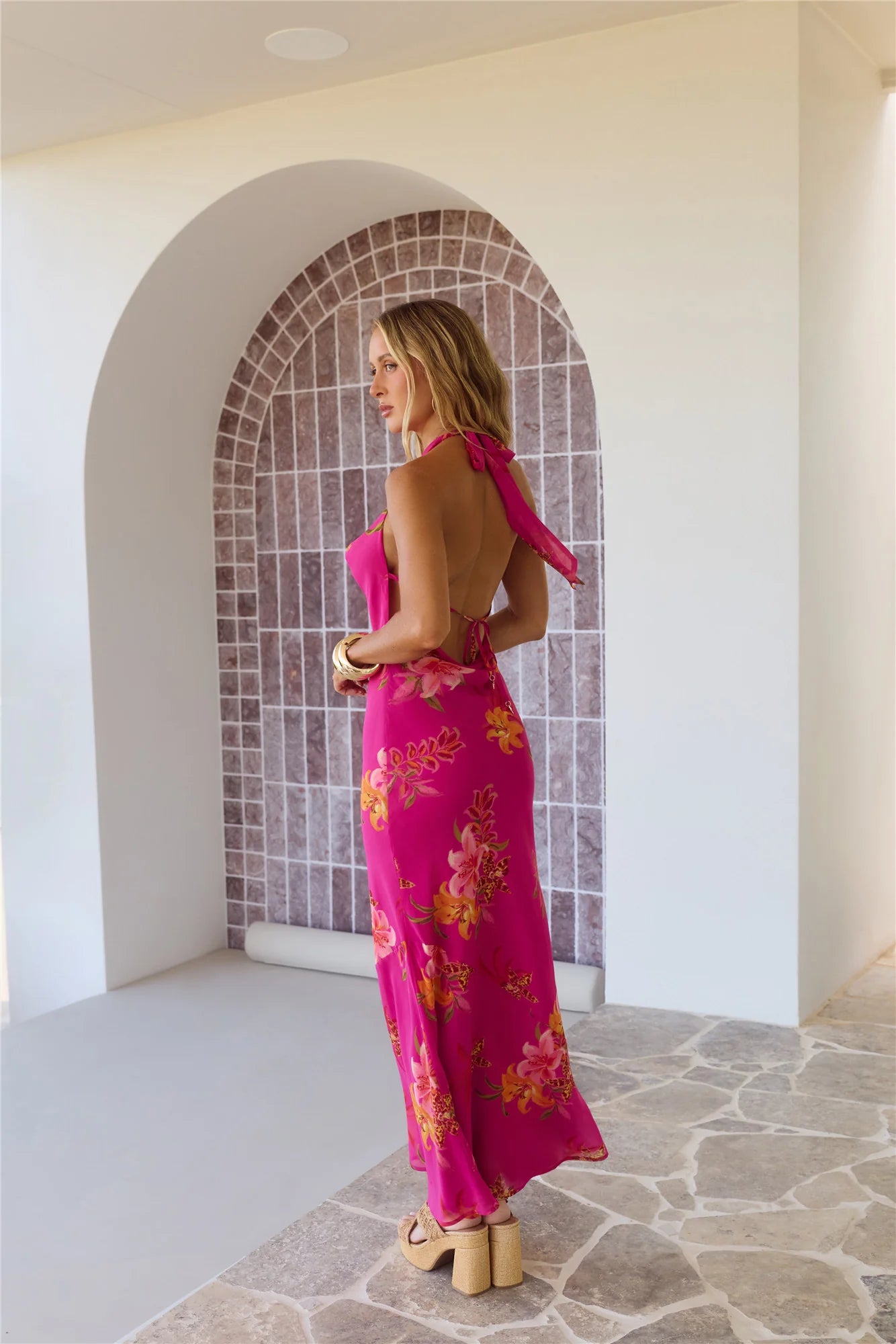 Starlit Island Halter Maxi Dress Pink