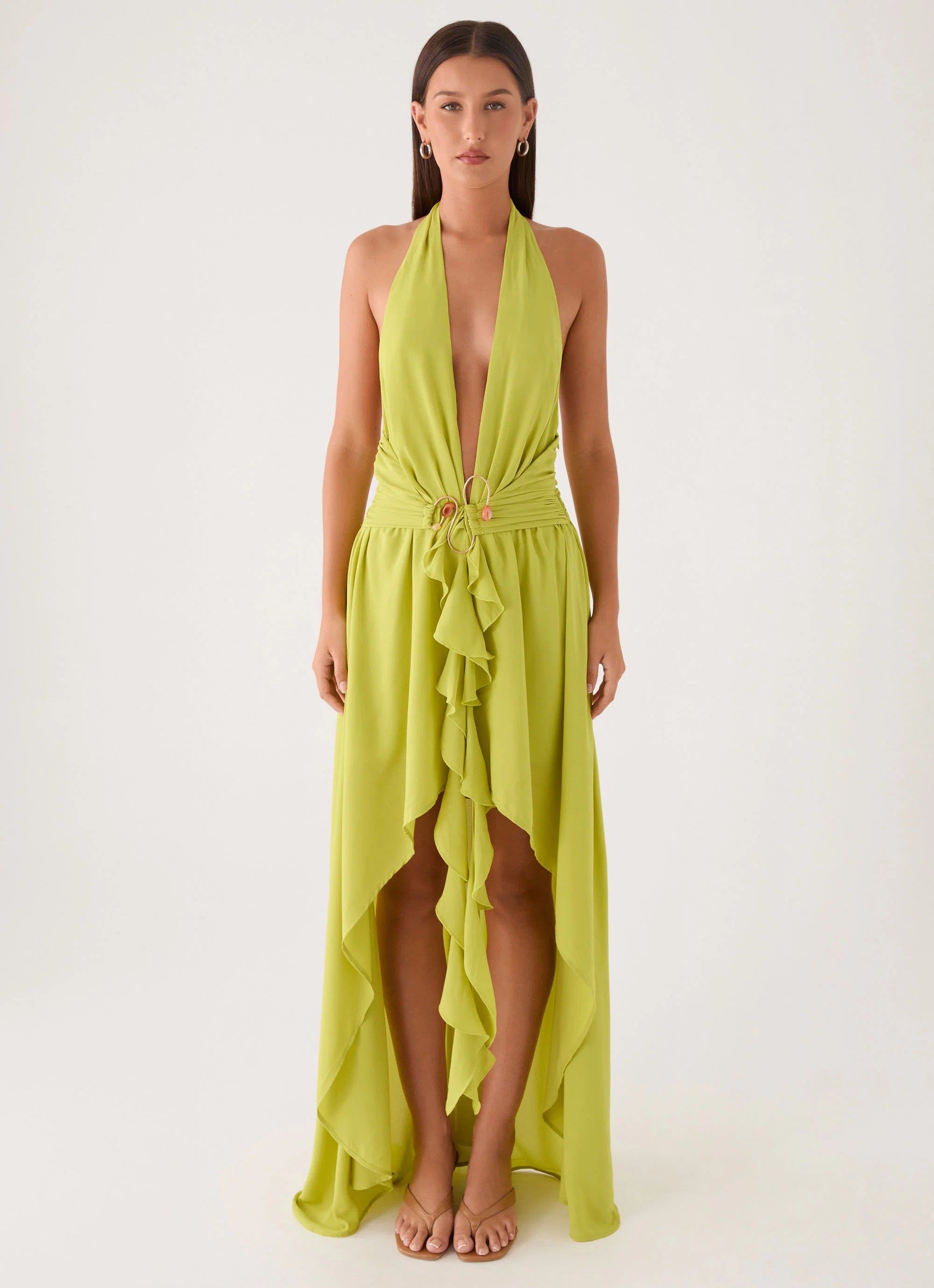 Sinead Halter Maxi Dress - Lime