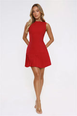 Runway Ready Pleated Mini Dress Red